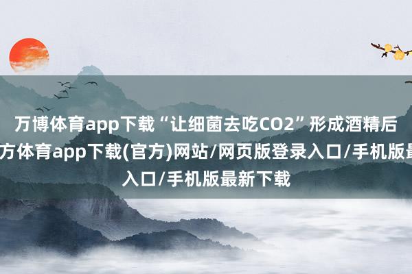 万博体育app下载“让细菌去吃CO2”形成酒精后-万博官方体育app下载(官方)网站/网页版登录入口/手机版最新下载